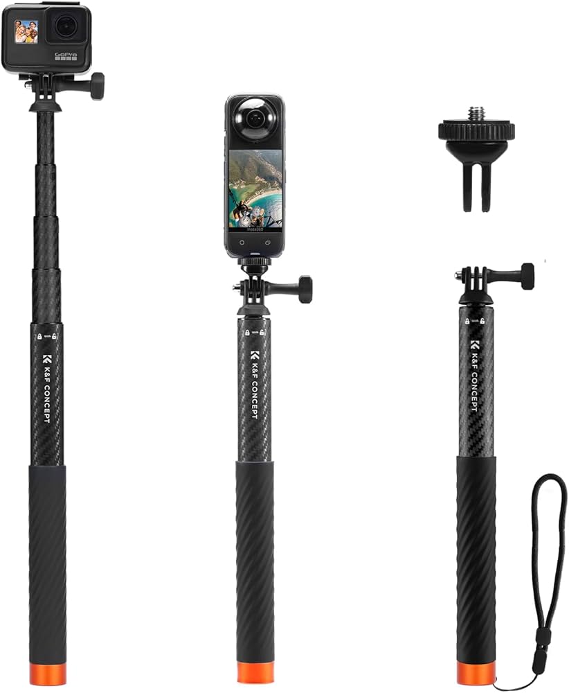 K&F Carbon fiber Invisible Selfie Stick, Extension Long Pole(127cm for Insta360 Sports Camera GoPro DJI Action, 1/4 K&F Carbon fiber Invisible Selfie Stick, Extension Long Pole(127cm for Insta360 Sports Camera GoPro DJI Action, 1/4
